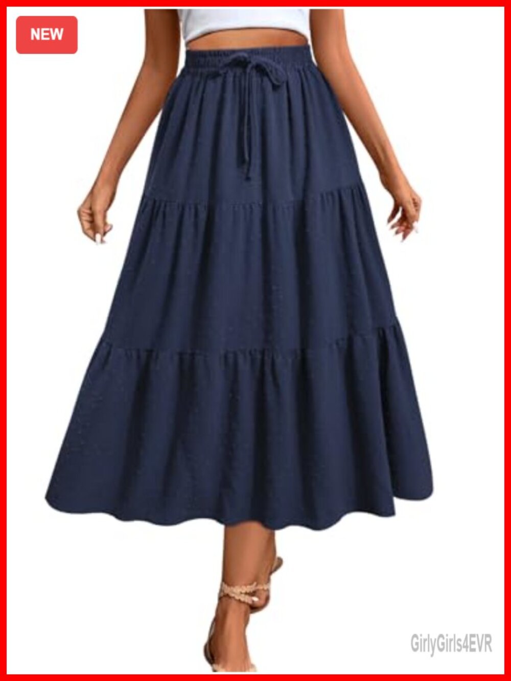 SEAFORM Women's Polka Dot Midi Skirt High Waisted A-Line Flowy Casual